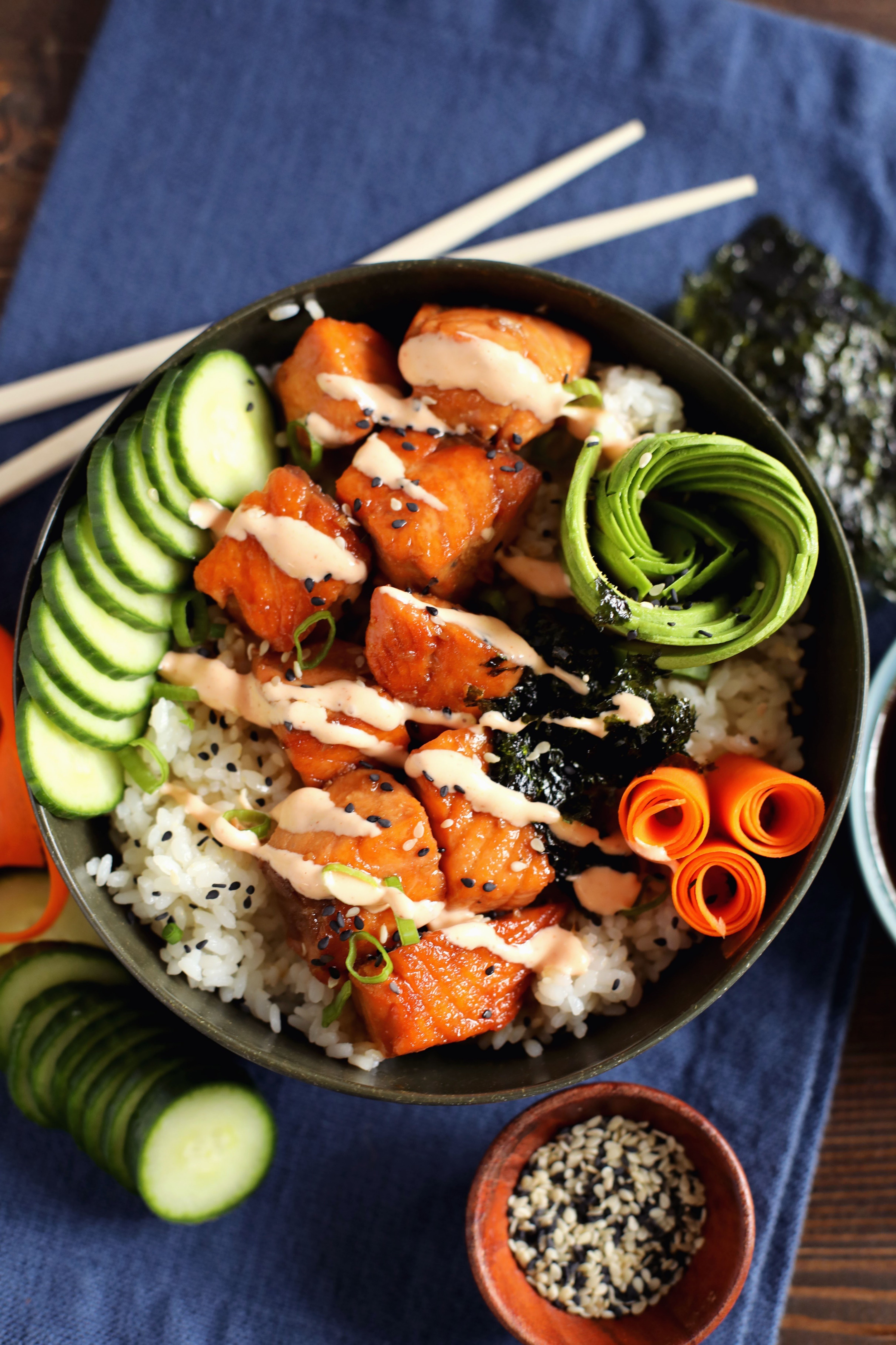 1 Teriyaki Salmon Sushi Bowls